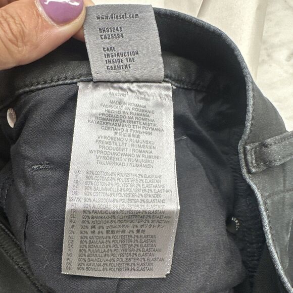 Diesel D-STRUKT Stretch Slim Straight Jeans Womens 36" Black Denim - Picture 6 of 10